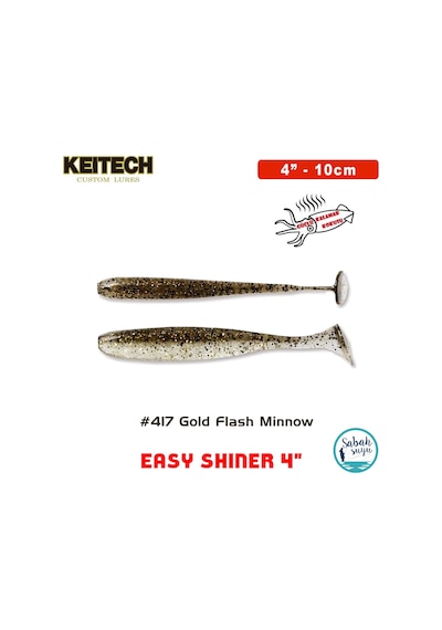 Keitech Easy Shiner 10cm (4") #417 Gold Flash Minnow Kokulu Silikon Balık
