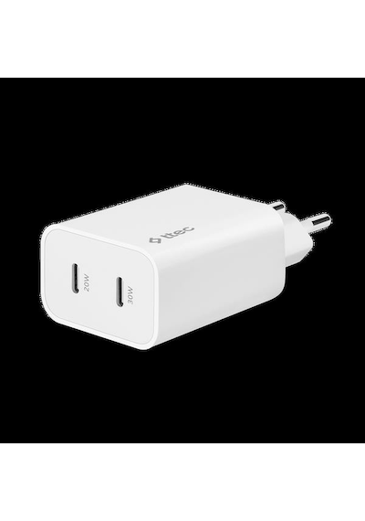T.tec 2scg01b Smartcharger Duo Pro Gan 50w Pd Seyahat Hızlı Şarj Aleti Usb-c + Usb-c Beyaz
