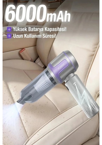 Kablosuz Taşınabilir Araç İçi El Süpürgesi 17000pa Güçlü Vakum 4 Ü 1 Arada Çok Amaçlı Temizlik 1 Adet
