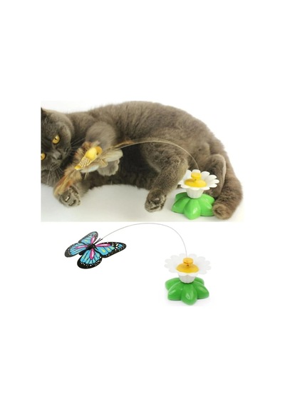 Hareketli Pilli Dönen Kelebek Kedi Oyuncağı 6 Cm