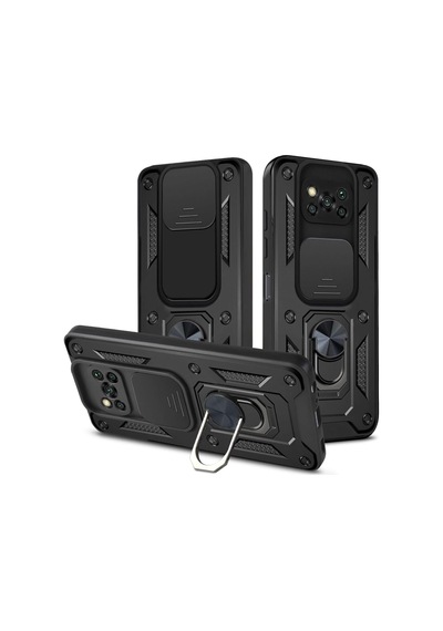 Constraın Xiaomi Poco X3 Nfc / X3 Pro İle Uyumlu Kaze Tora Kamera Korumalı Sürgülü Yüzüklü Armor Military Tank K Diğer