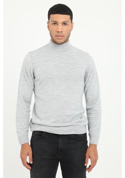 Dufy Erkek Slim Fit Yarım Balıkçı Yaka Gri Melanj Triko-18500
