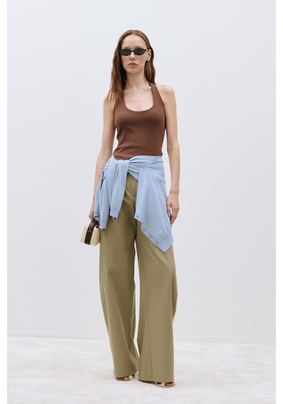 Suud Collection Kahverengi Tara Halter Top