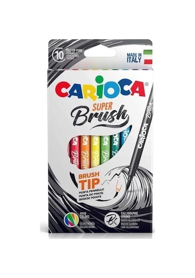 Carioca Fırça Uçlu Keçeli Kalem Seti 10 Adet Çocuklar İçin Yıkanabilir Ve Güvenli
