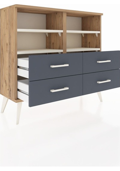 Arges Şifonyer 4 Raflı 4 Çekmeceli 88x30x80 Çam-aytaşı/antrasit Aytaşı/antrasit Arges Şifonyer 4 Raflı 4 Çekmeceli 88x30x80 Çam-aytaşı/antrasit Aytaşı/antrasit