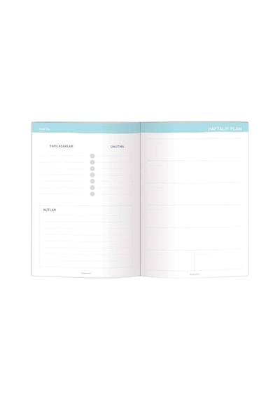 15x21 Keten Süresiz Planlayıcı Ajanda Defter Mavi
