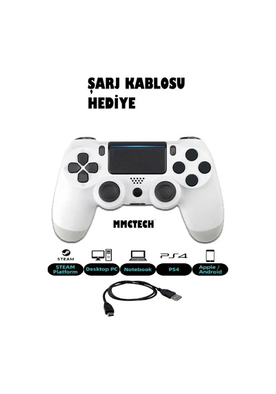 Kablosuz Oyun Kolu Playstation 4 - Pc - Tv - Tablet Uyumlu Beyaz - 648037407