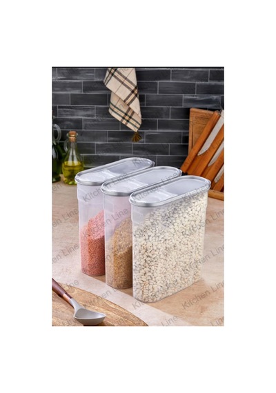 Erzak Bakliyat Kiler Saklama Kabı 3lü, 4lt Renkli