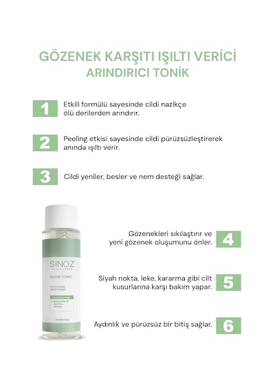 Sinoz %5 Glikolik Asitli Gözenek Sıkılaştırıcı Peeling Etkili Glow Tonik 200 ML