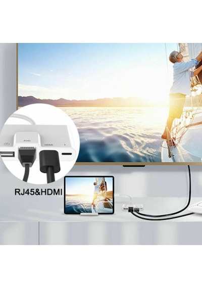 Ally Apple Uyumlu iPhone 3In1 Lightning Hdmı Rj45 Otg Digital Av Adaptör Hub