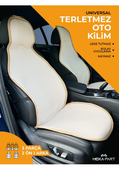 Meka Part Oto Koltuk Koruyucu Kılıf Krem Universal 2+1 Parça