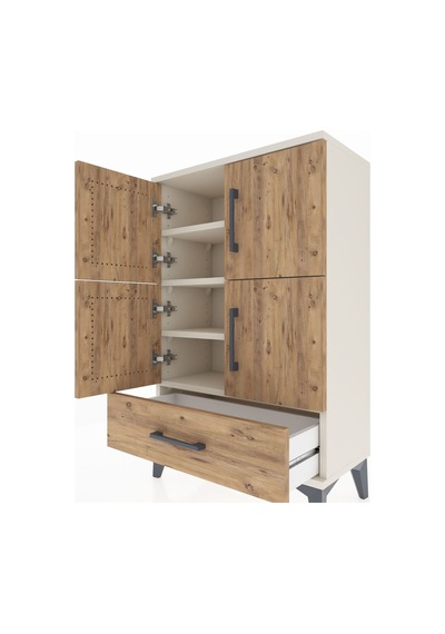 Arges Komodin 4 Raflı Tek Çekmeceli 4 Kapaklı 60x30x96 Aytaşı... Aytaşı