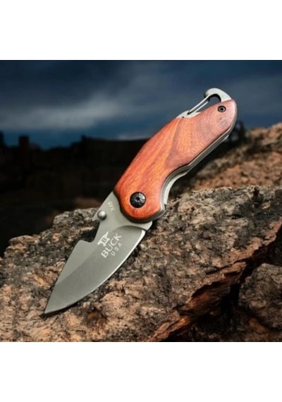 Knivox Browning Tombul 8-11 Ahşap Kabze Manuel Kamp Çakısı Kahverengi 96531976