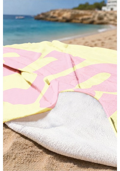 Yolo Yazılı Modern Plaj Havlusu - Sarı Pembe Minimalist Havuz Deniz Hızlı Kuruyan Mikrofiber Havlu Çok Renkli