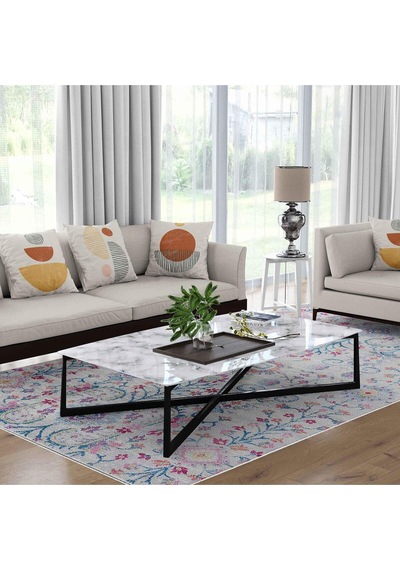 Kaymaz Taban Yıkanabilir Halı Mutfak, Salon, Yatak Odası İçin Modern Dijital Baskı Halı Slnhalı39 - 0130 Çok Renkli