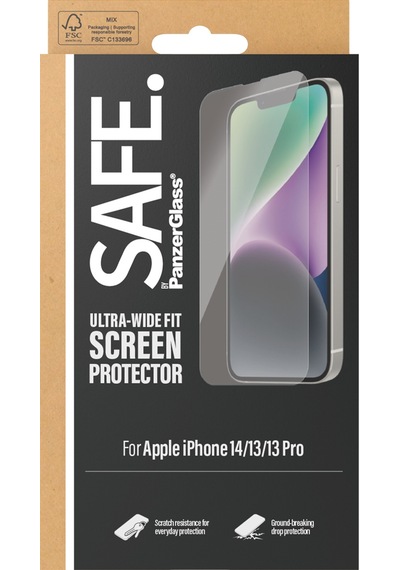 Safe. By Panzerglass Apple Uyumlu iPhone 14 13 13 Pro Ultra-wide Fit Tam Koruma Çerçeve Aparatlı Ekran Koruyucu