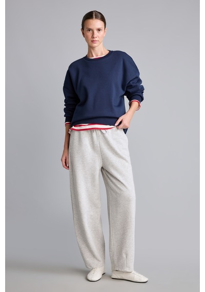 Defacto Oversıze Bisiklet Yaka Basıc Kalın Basic Sweatshirt F9628ax26aunv251 Lacivert-nv251
