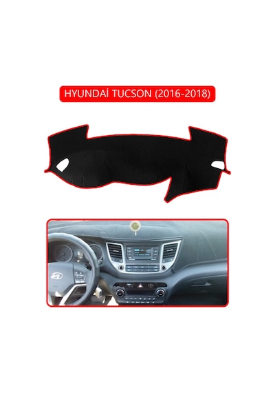 Hyundai Tucson 2016-2018torpido Koruma Halısı Kırmızı Kenar