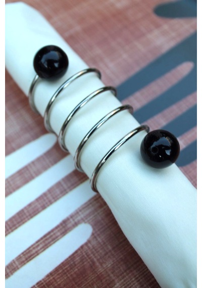 6 Adet Black Silver Steel Peçete Yüzüğü