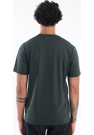 Rowinger Modal İnterlock Kumaş Minimal Logolu Bisiklet Yaka Erkek Spor T-shirt Darkgreen