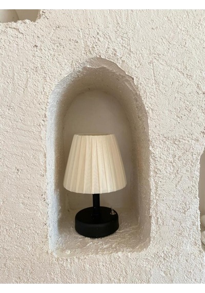Osmanlı İpeği Pileli Kablosuz Masa Lambası -alt Siyah Led Işık 9v Pil 75-90 Saat