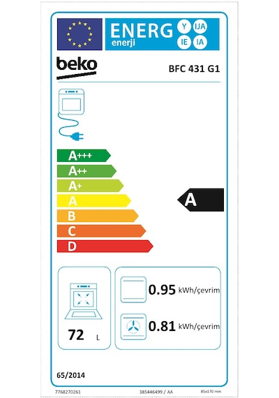 Beko BFC 431 G1 72 L Buhar Destekli Fırın