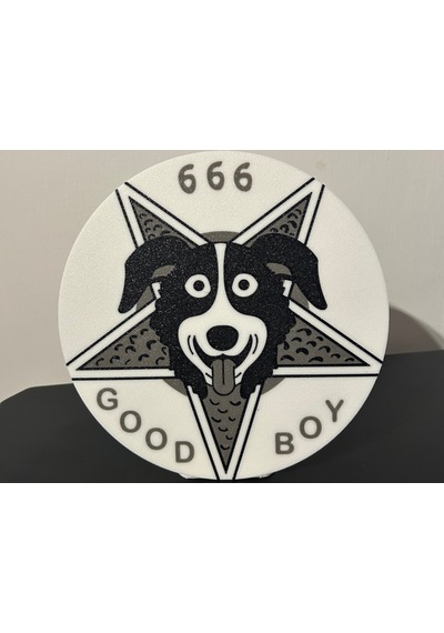 Good Boy Duvar Plaketi - 3d Yazıcı Karanlık Mizah Dekorasyonu - Pentagram Köpek Biblo