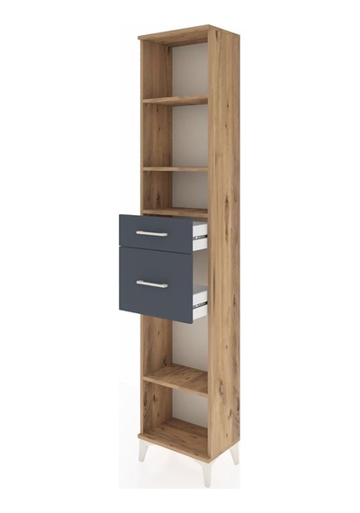 Arges Dolap 4 Raflı 2 Çekmeceli 44x30x221 Çam-antrasit Atlas Çam