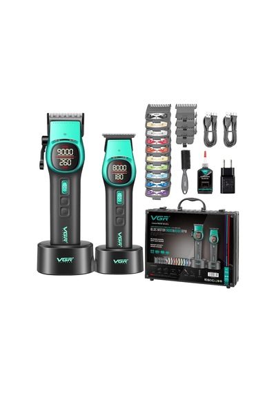 V-885 S2 Profesyonel Dijital Tıraş Makinesi Seti - Clipper - Trimmer - Çantalı