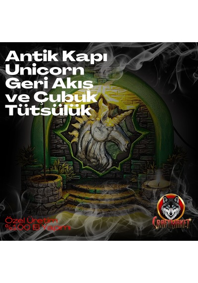 Antik Kapı Unicorn Geriakış Ve Çubuk Tütsülük Işıklı
