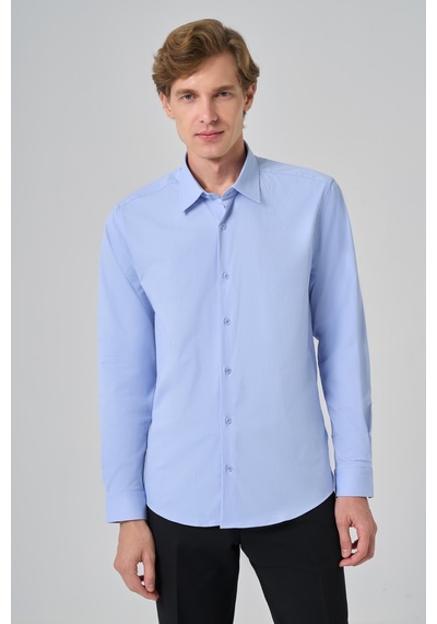 Morven Erkek A. Mavi Slim Fit Sert Yaka Gömlek 26mc004003311 A. Mavi