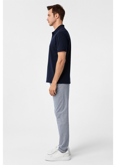 Süvari Lacivert Regular Armürlü Polo Yaka Tişört-37374 Lacivert