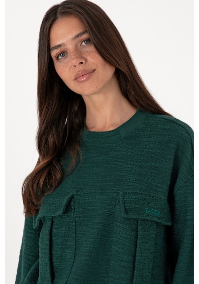 U.S. Polo Assn. Kadın Koyu Yeşil Bisiklet Yaka Sweatshırt 50292442-VR079