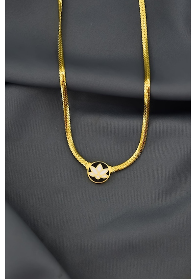 925 Ayar Gümüş Gold Kaplama Mineli Lotus Çiçeği Kolye UVPTS10073
