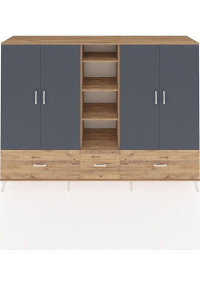Hyperion Dolap 12 Raflı 3 Çekmeceli 4 Kapaklı 220x44x163 Çam-antr Çam-antrasit/çam Hyperion Dolap 12 Raflı 3 Çekmeceli 4 Kapaklı 220x44x163 Çam-antr Çam-antrasit/çam