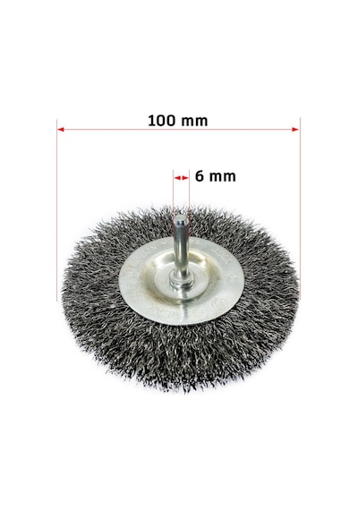 6241 Pimli Saçaklı Dairesel Tel Fırça Gri Telli 100 Mm