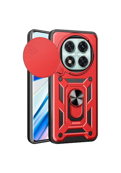 Note 14 Pro 4g Kılıf Pars Lens Yüzüklü Silikon - Kırmızı