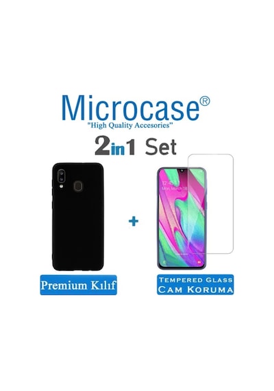 Samsung Galaxy Uyumlu A40 Premium Matte Silikon Kilif + Cam (Seçin) 342899206