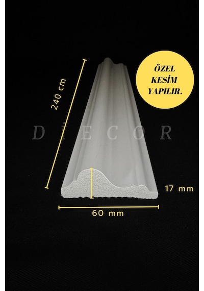 Diecor Dekoratif Boyanabilir 1 Adet 6 Cm Eğimli Polistren Duvar Çıtası Beyaz 60 X 17 Model:xa245