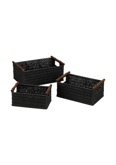 Ev Essentials Sepet Seti, Ahşap Kulplar, 3'lü Set 000 Açık Krem
