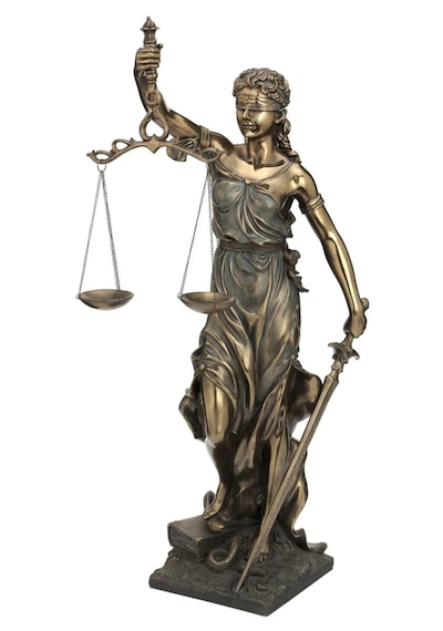 Büyük Boy Bronz Renk Adalet Heykeli Themis Adalet Figürü 75cm