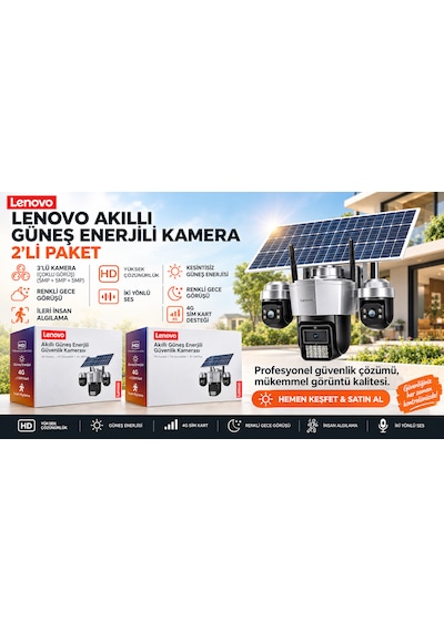 Lenovo W14c-z 3 Lens 4g Solar Güvenlik Kamerası Ikili Set 2 Kamera Lenovo W14c-z 3 Lens 4g Solar Güvenlik Kamerası Ikili Set 2 Kamera