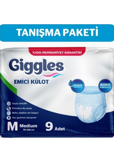Giggles Yetişkin Emici Külot Hasta Bezi Medium 1 Paket 9 Adet M