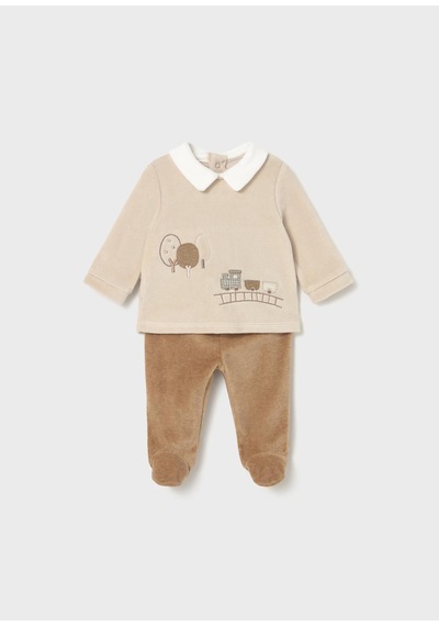 Mayoral Newborn Erkek Bebek Kadife Takım Kahverengi