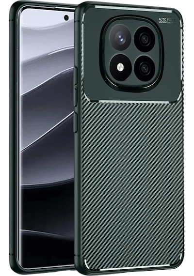 Newface Xiaomi Redmi Note 14 Pro Plus Kılıf Auto Focus Karbon Kapak - Koyu Yeşil