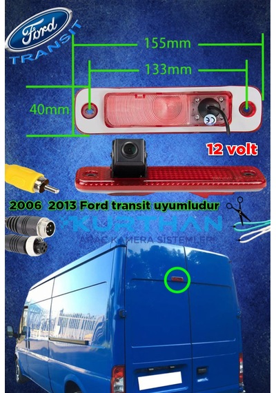 Kablosuz Transit 2016-2013 Uyumlu Park Kamerası Ve 7 İnç Monitör 12 V