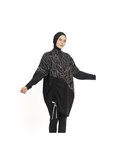 Spor Likra Tam Kapalı Tesettür Mayo 6298 Siyah08 Siyah