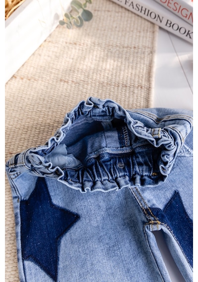 Babymod Yıldız İşlemeli Denim Kız Çocuk Kot Pantolon Mavi