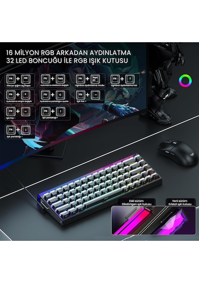 Aula Hero 68 He Manyetik Klavye Rapid Trigger Jade King Switch 8000hz Rgb Neon Tkl Hot Swap Oyuncu Klavyesi Siyah