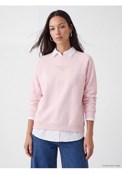 LC Waikiki Lc Waıkıkı Pembe Baskılı Oversize Kadın Sweatshirt